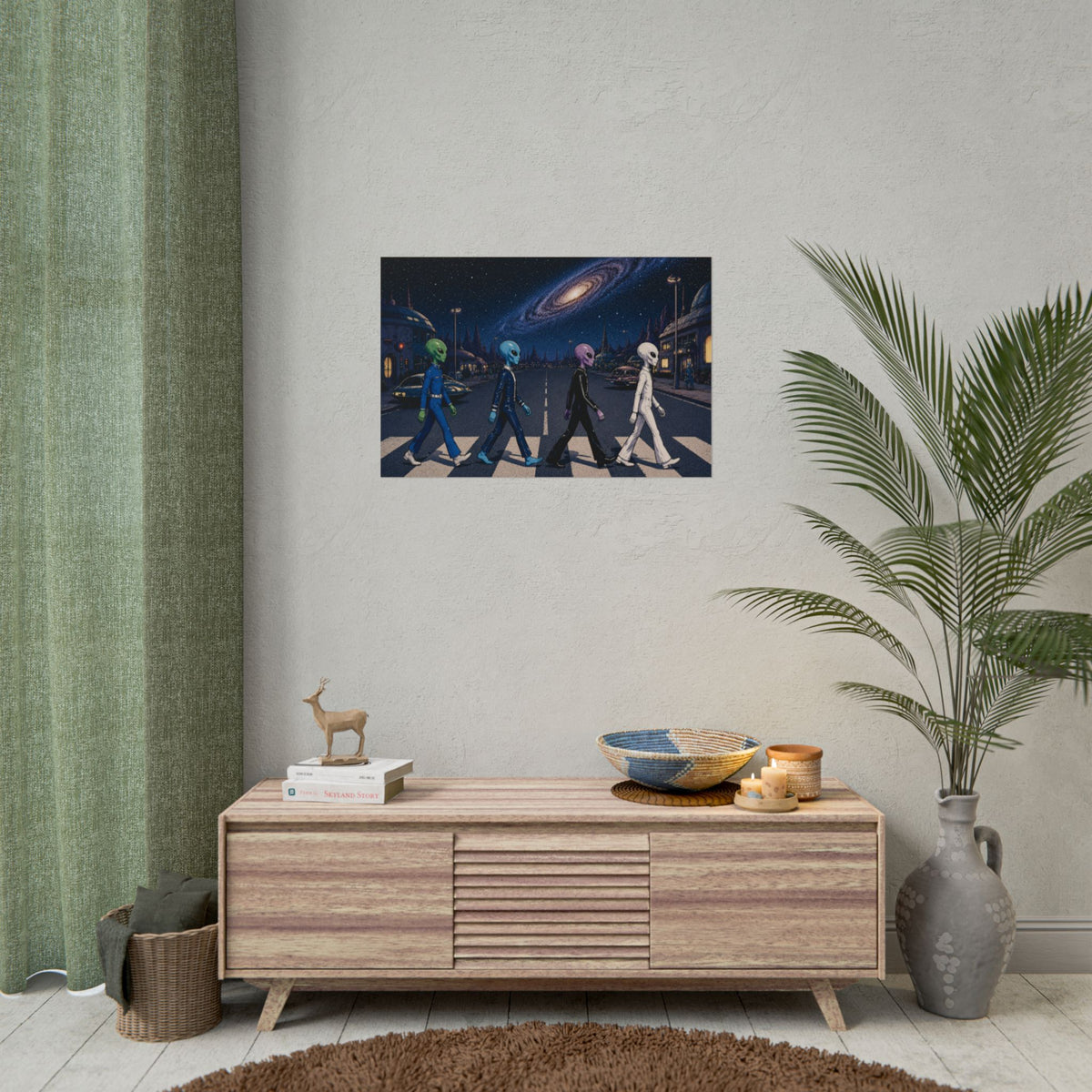 Galactic Road Poster – Retro Spacewalk Rolled Art Print