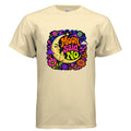 Psychedelic Moon Said No graphic t-shirt design featuring a crescent moon face, bold retro lettering, stars, planets, flowers, and colorful cosmic swirls.