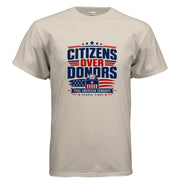 Citizens Over Donors True American Candidate patriotic political t-shirt design with ballot box and red white blue graphics