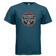 Government Belongs to the Governed True American Candidate patriotic political reform t-shirt design with vintage red white and blue civic seal.